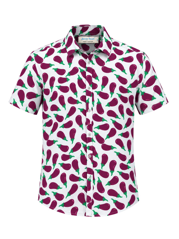 Aubergine Abstract Cotton S/S Shirt - Purple