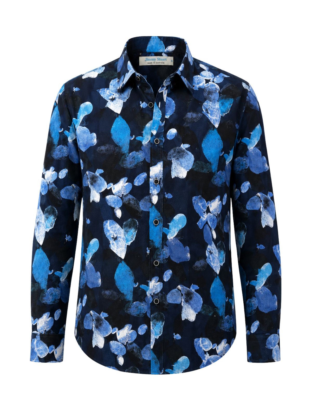 Avarice Abstract Cotton L/S Shirt - Navy
