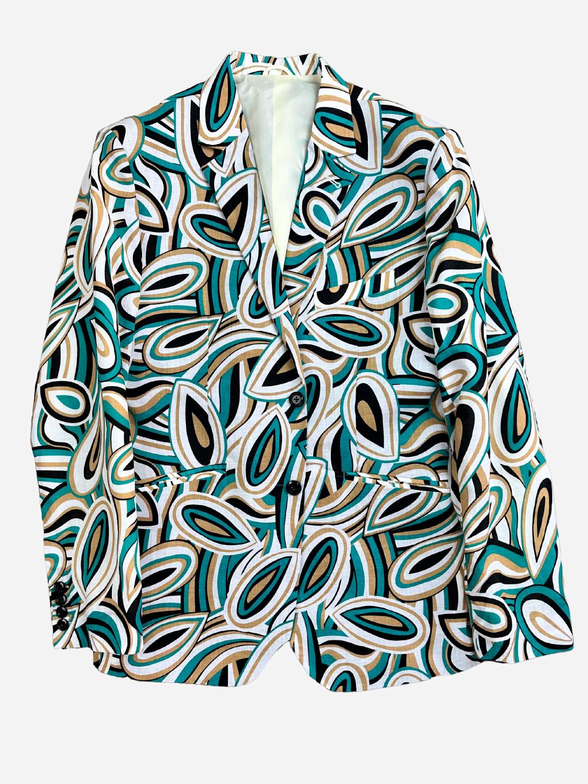 Avocado Abstract Cotton Voile Jacket - Green/Beige