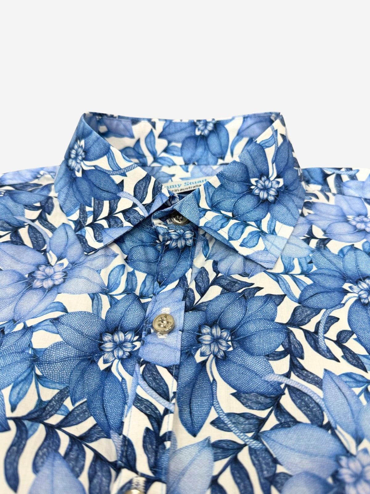 Azure Floral Cotton L/S Shirt - Blue