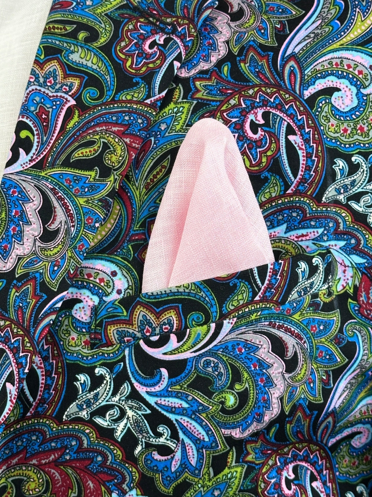 Baby Pink Linen Pocket Square