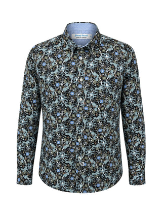 Babylon Floral L/S Big Mens Shirt – Black