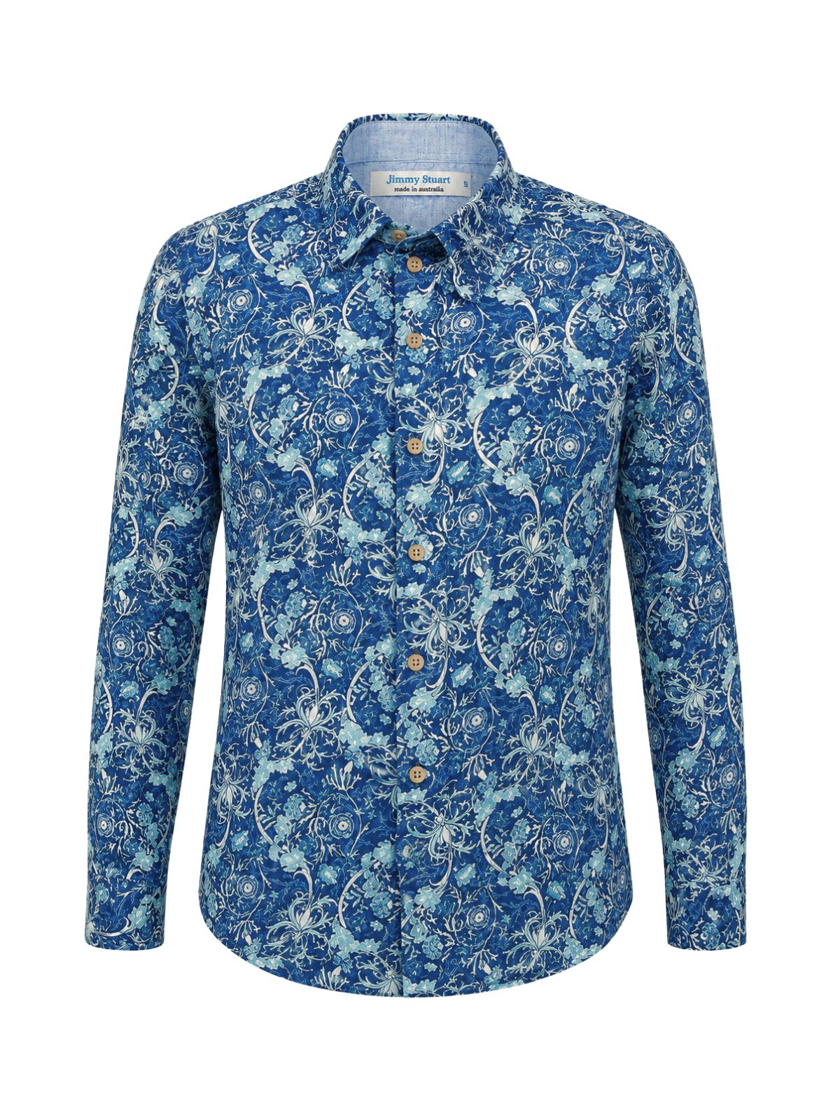 Babylon Floral Cotton L/S Shirt - Blue