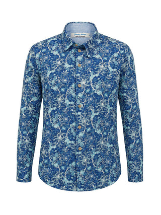 Babylon Floral Cotton L/S Shirt - Blue