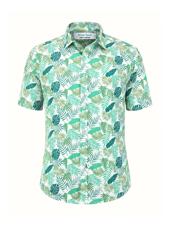 Bangalow Floral Cotton/Rayon S/S Shirt - Green