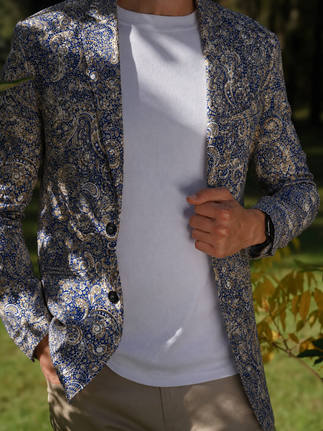 Barocco Paisley Cotton Jacket - Blue/Brown