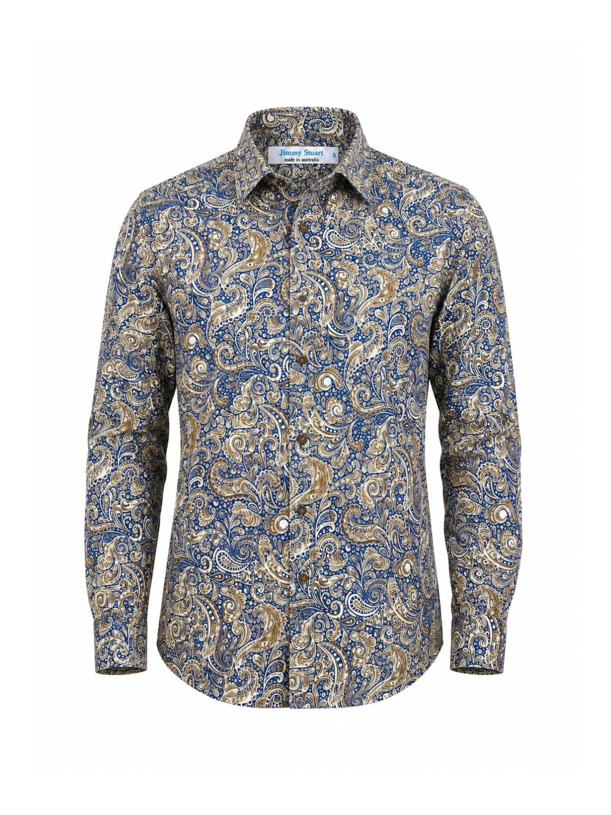 Barocco Paisley Cotton L/S Shirt - Blue/Brown