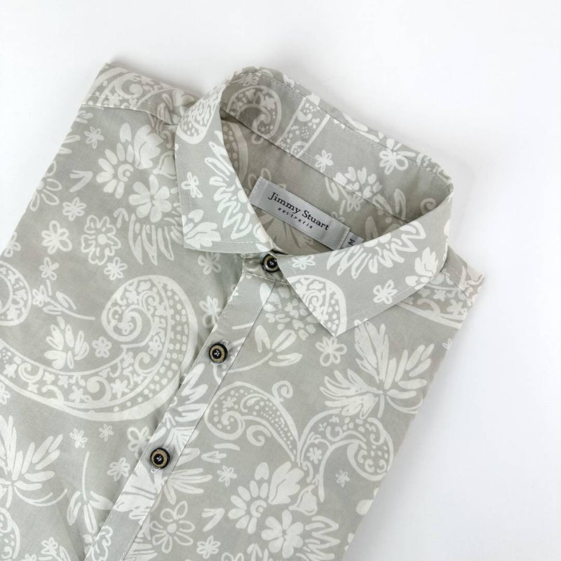 Wipeout Paisely Cotton Voile L/S Big Mens Shirt - Beige