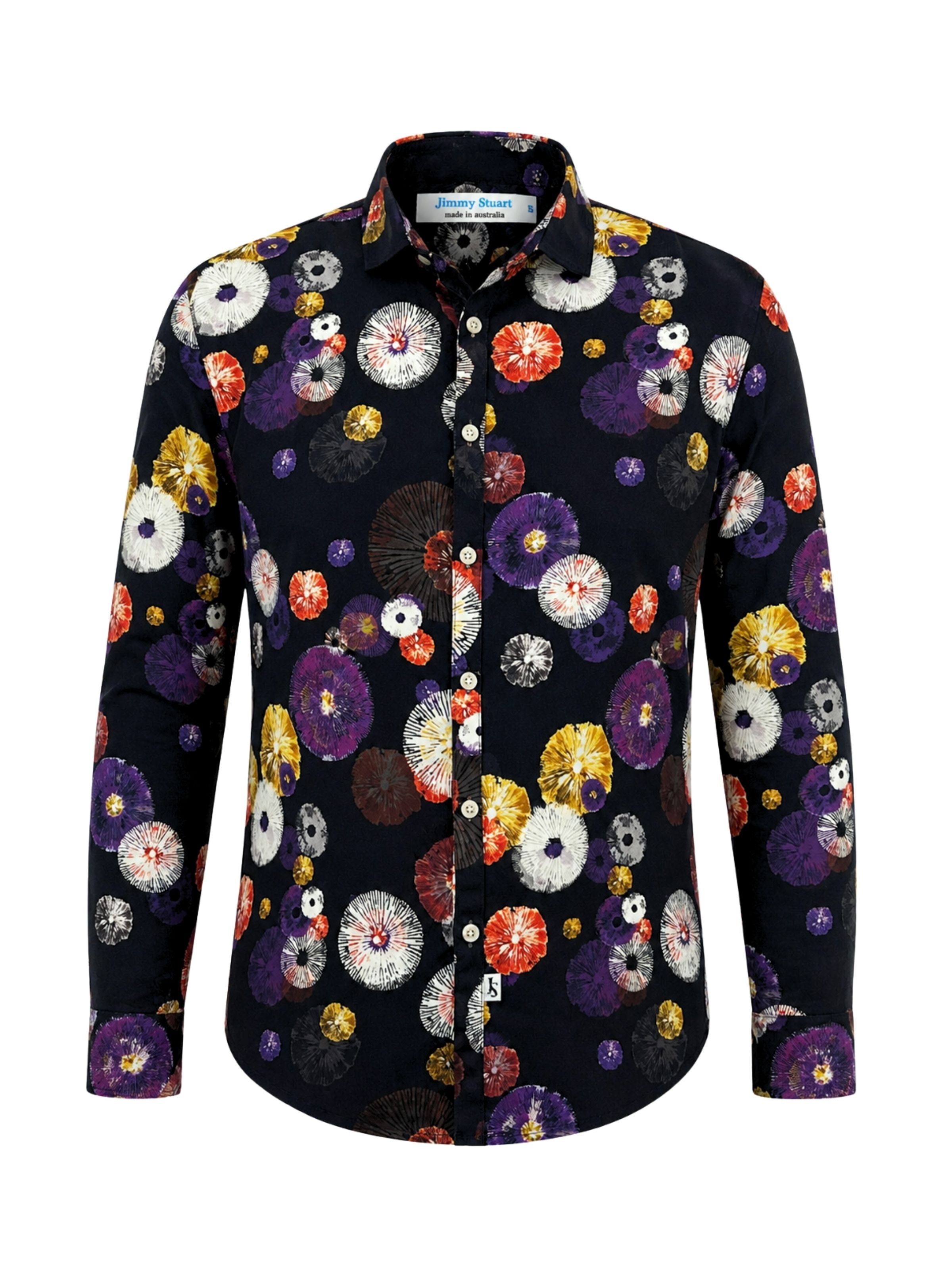 Barrier Abstract Cotton/Rayon L/S Shirt - Black/Multi