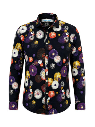 Barrier Abstract Cotton/Rayon L/S Shirt - Black/Multi
