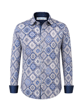 Bazaar Geometric Cotton L/S Shirt - Purple