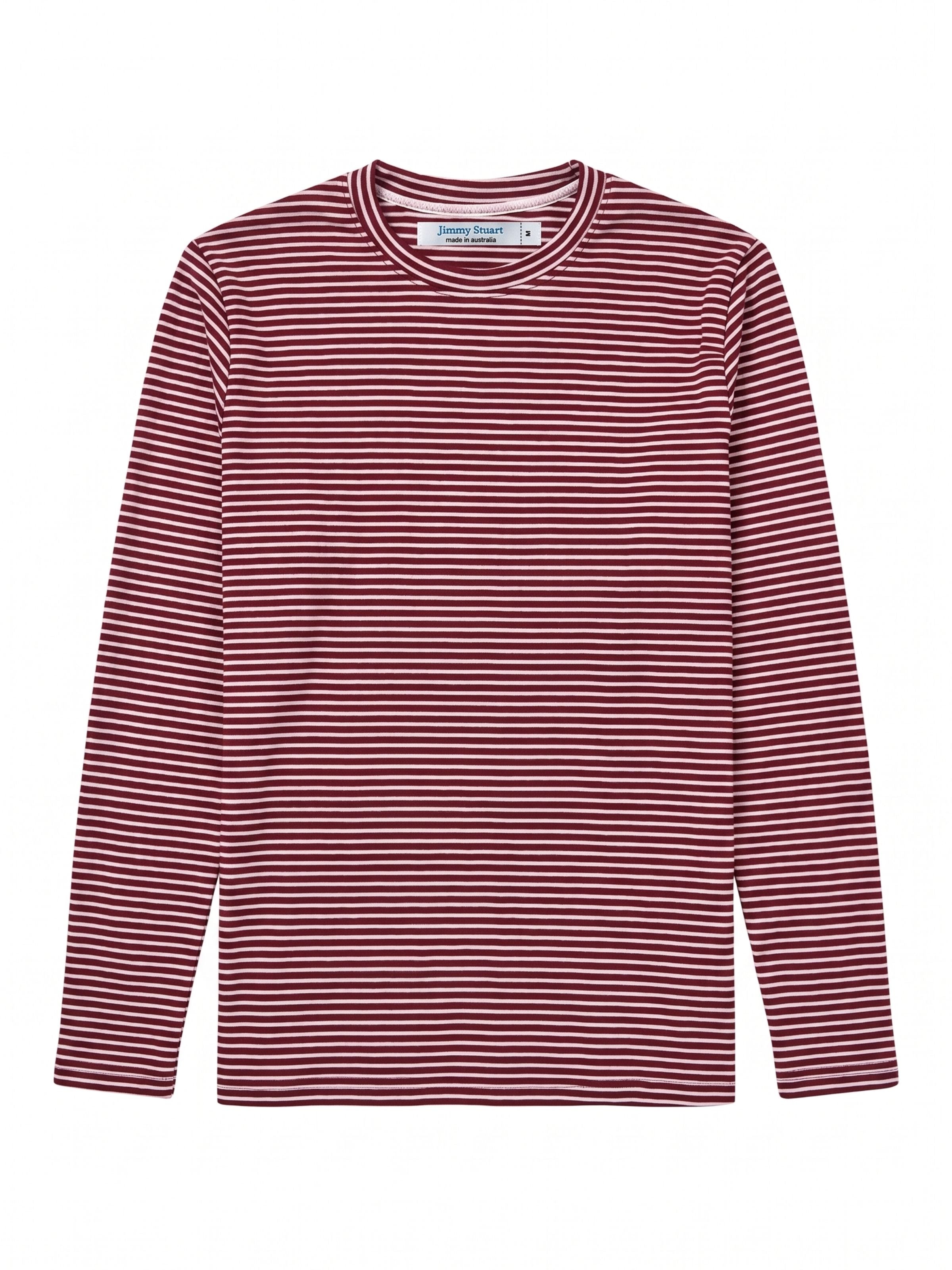 Bermuda Stripe Cotton L/S Tee - Maroon
