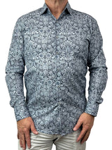 Berry Floral Cotton L/S Shirt - Grey