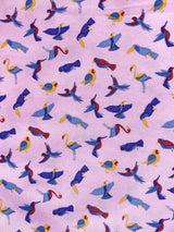 Birds Abstract Cotton S/S Big Mens Shirt - Pink