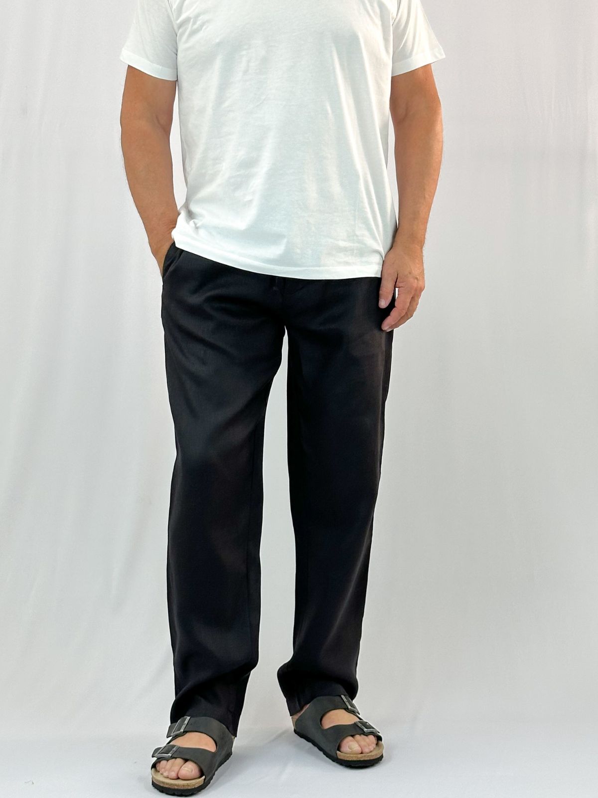 Black Linen Pant - Relaxed Fit