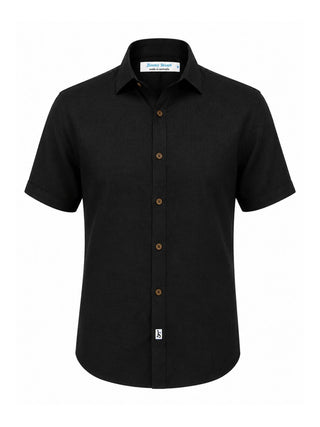 Byron Bay Black Linen S/S Big Mens Shirt