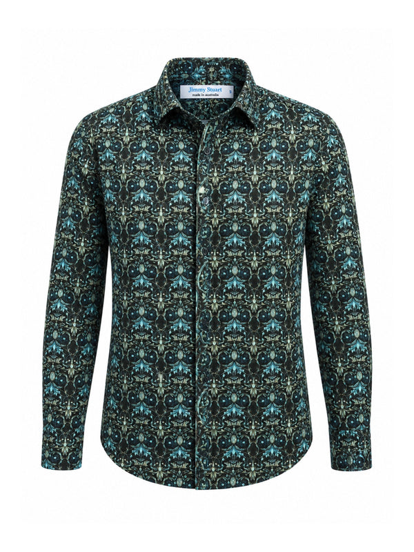 Blackthorn Abstract Cotton L/S Big Mens Shirt - Black