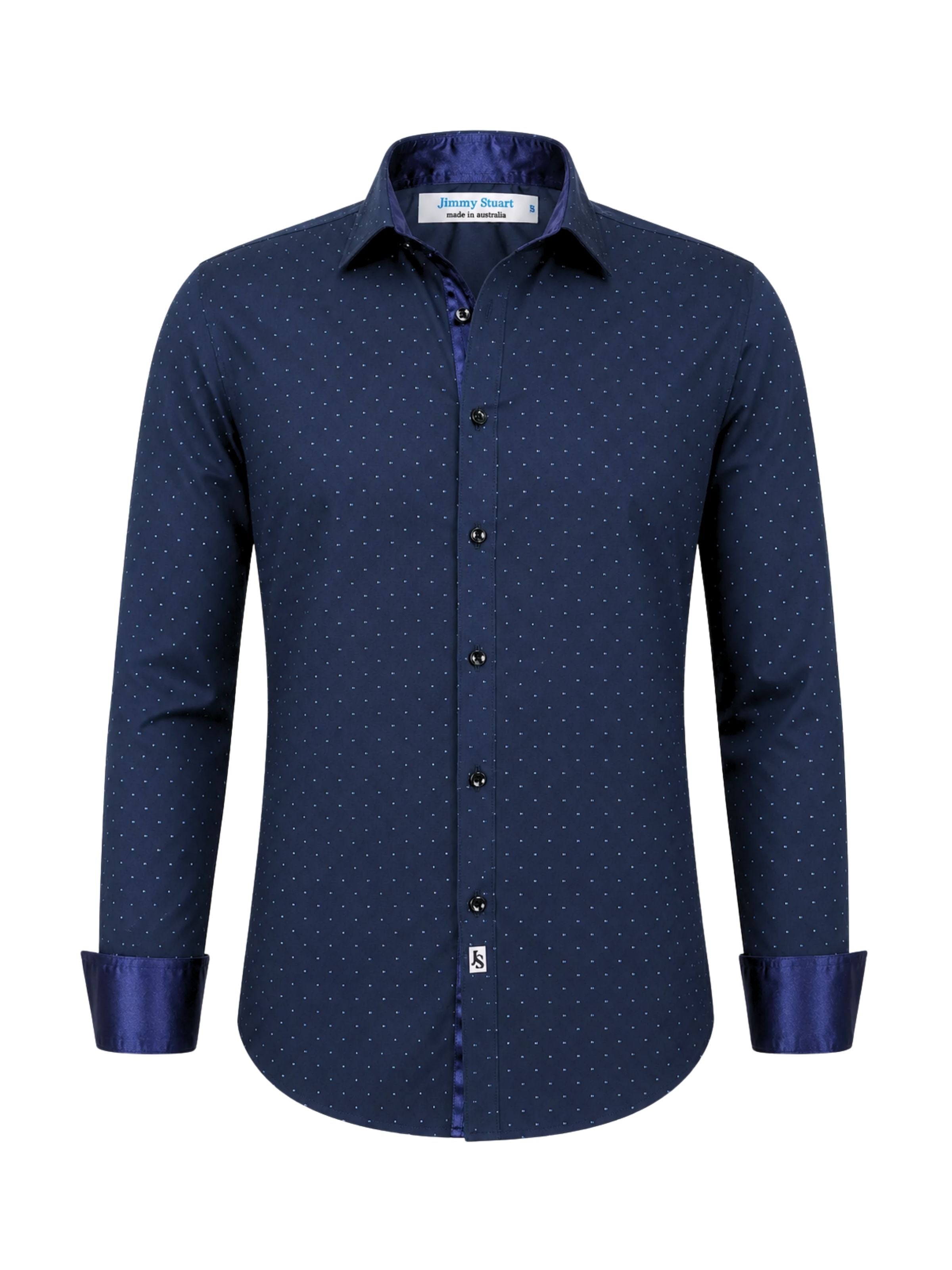 Blink Geometric Cotton L/S Big Mens Shirt - Navy