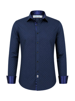 Blink Geometric Cotton L/S Big Mens Shirt - Navy