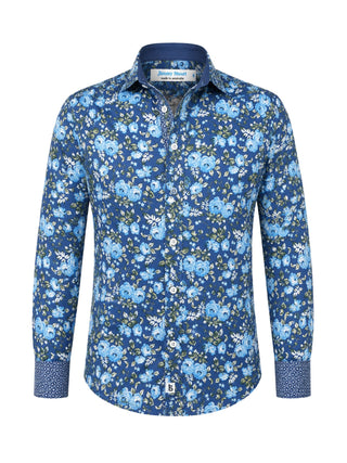 Bloom Floral Cotton L/S Shirt - Blue