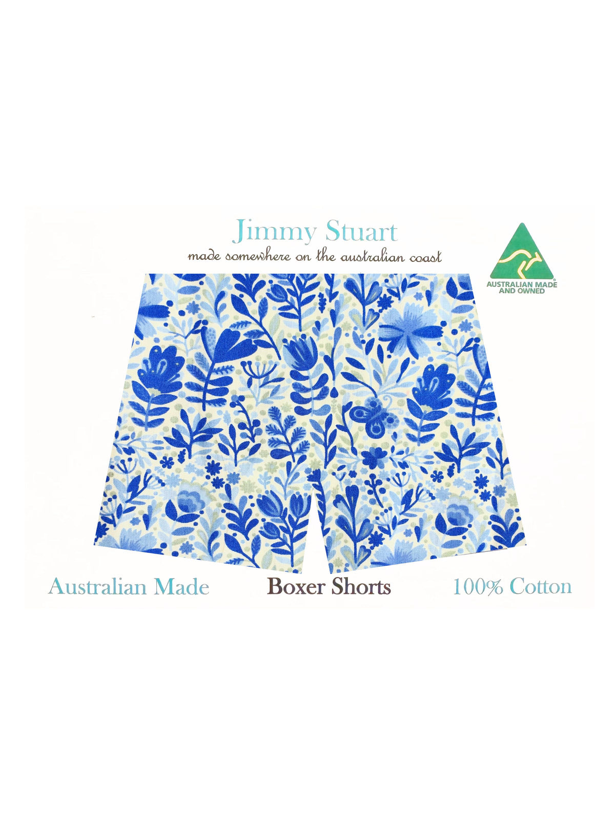 Blue Flower Floral Boxer Short - Blue
