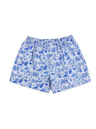 Blue Flower Floral Boxer Short - Blue