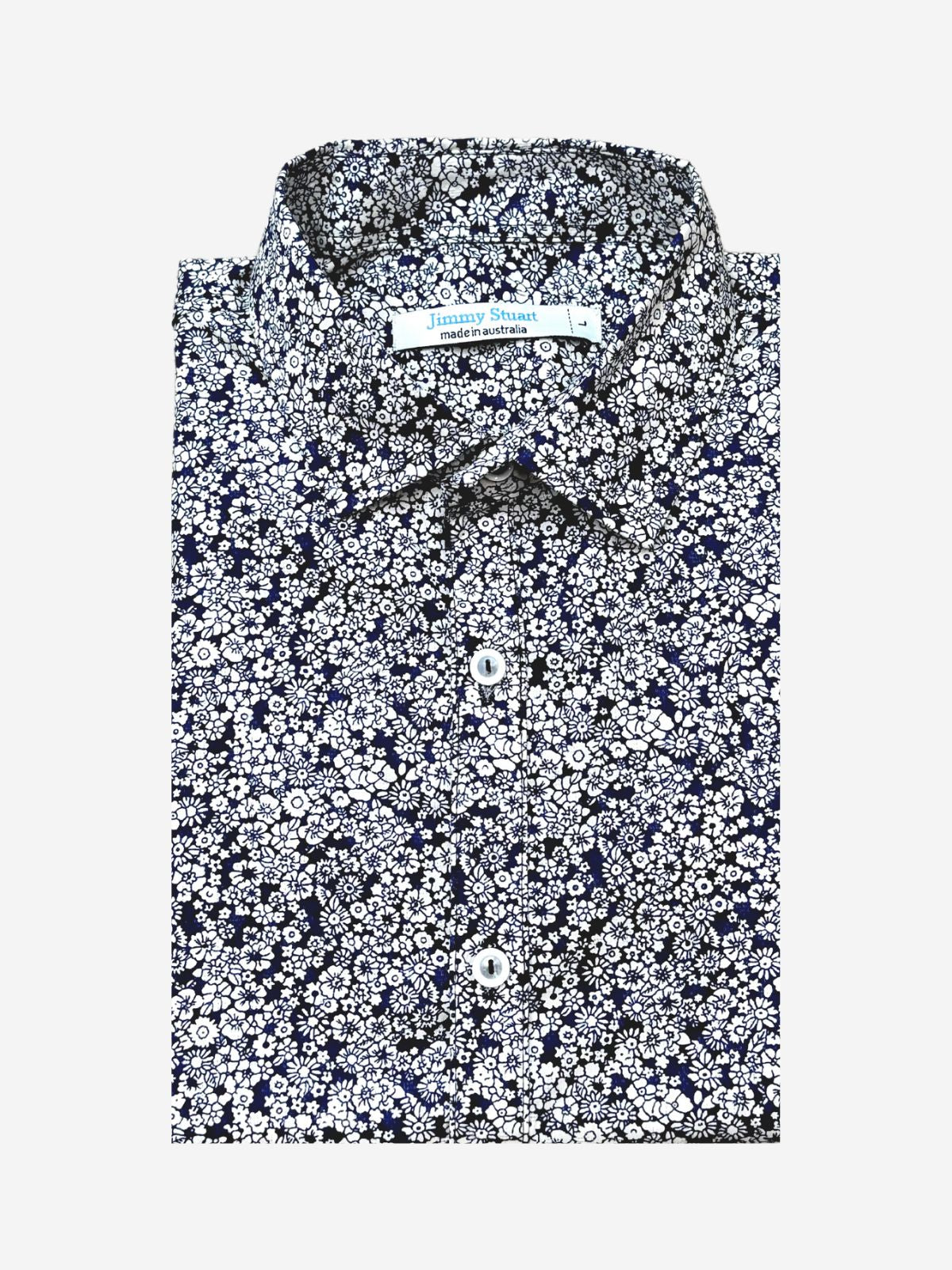 Boston Floral Cotton S/S Big Mens Shirt - Navy