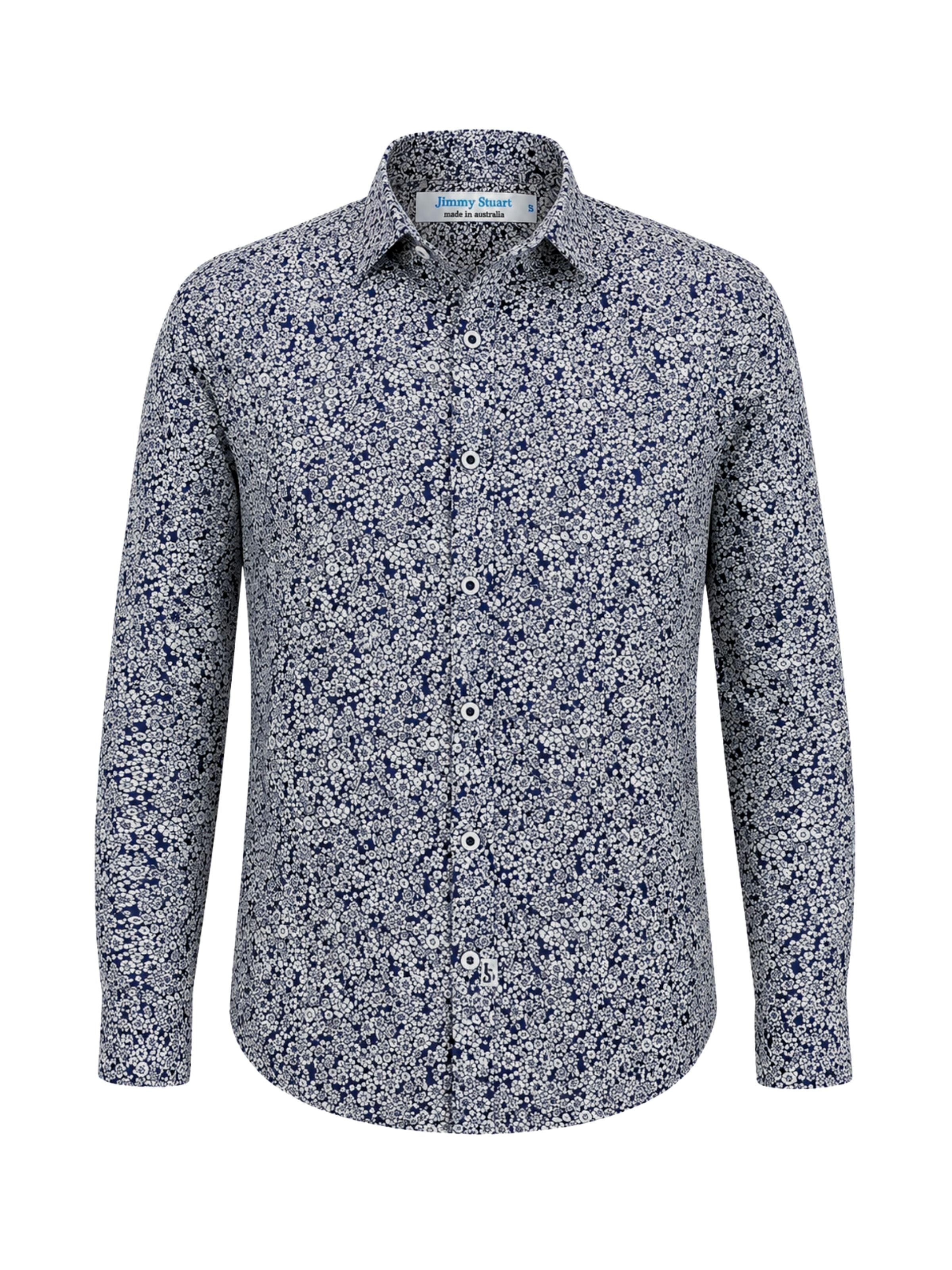 Boston Floral Cotton L/S Big Mens Shirt – Blue
