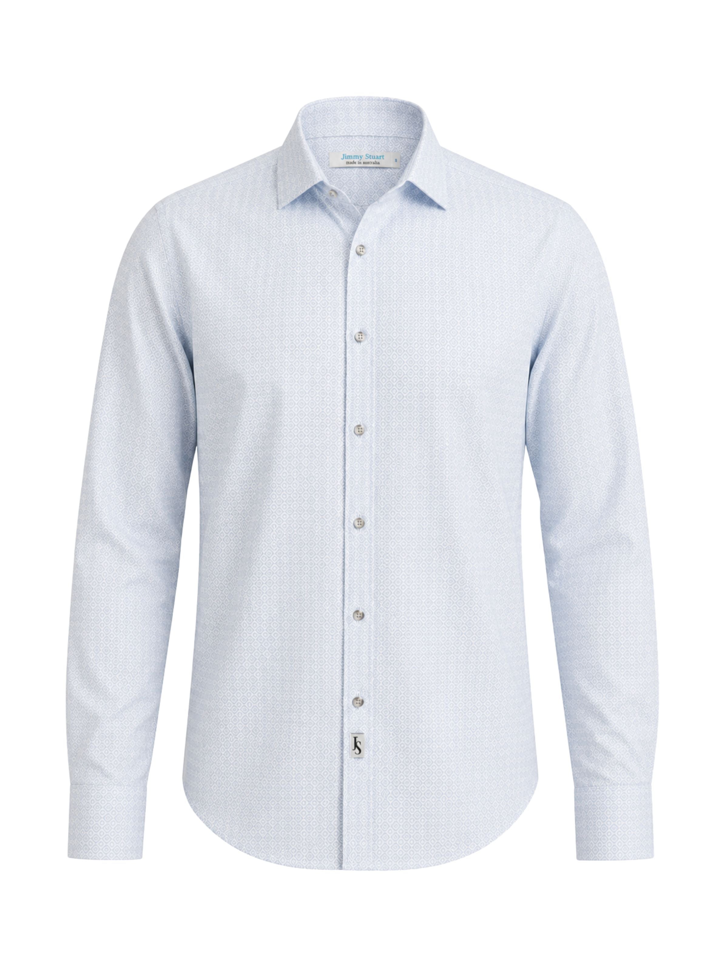 Brighton Geometric Cotton L/S Shirt - Light Blue