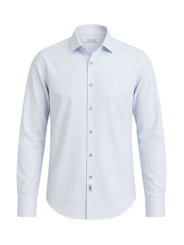 Brighton Geometric Cotton Big Men L/S Shirt - Light Blue
