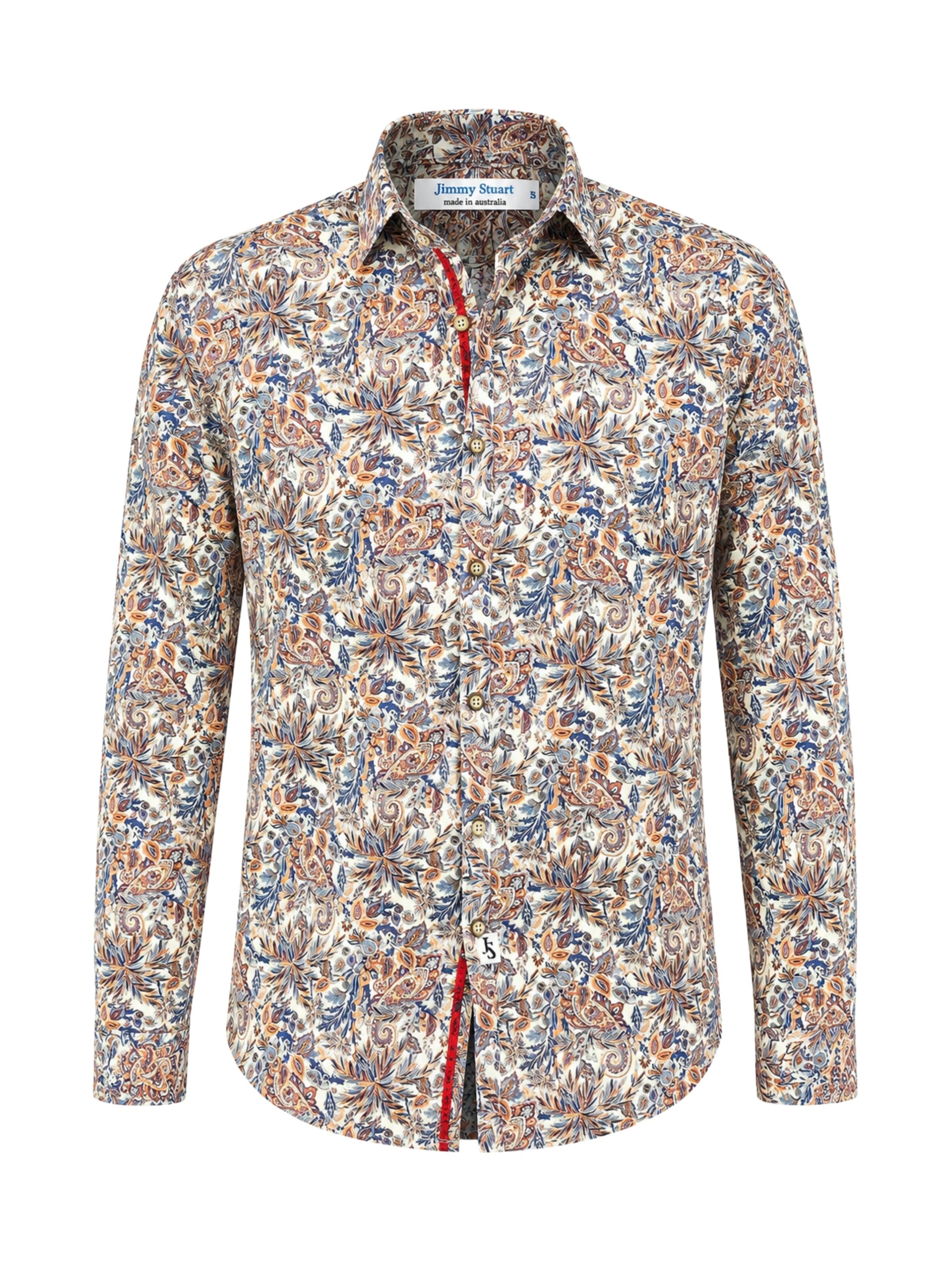 Burst Paisley Cotton L/S Shirt -  Multi