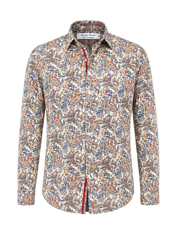 Burst Paisley Cotton L/S Shirt -  Multi