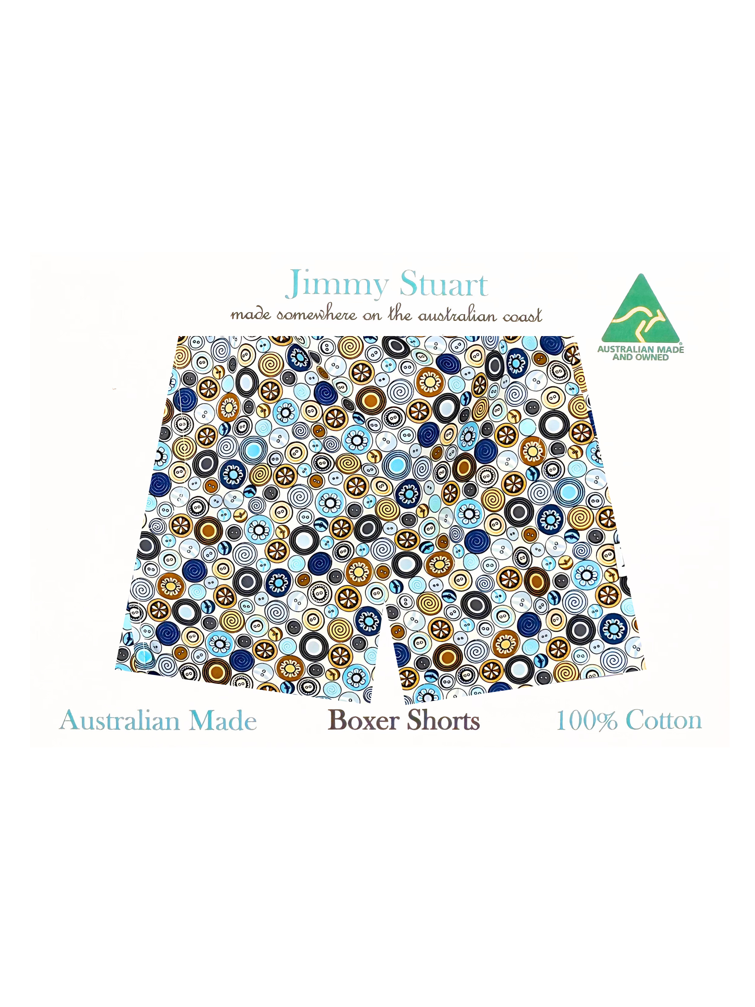 Buttons Abstract Cotton Boxer Short - Multi