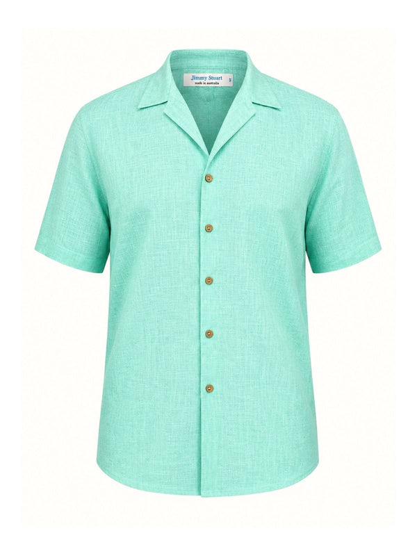 Byron Bay Ice Blue Linen S/S Big Mens Shirt