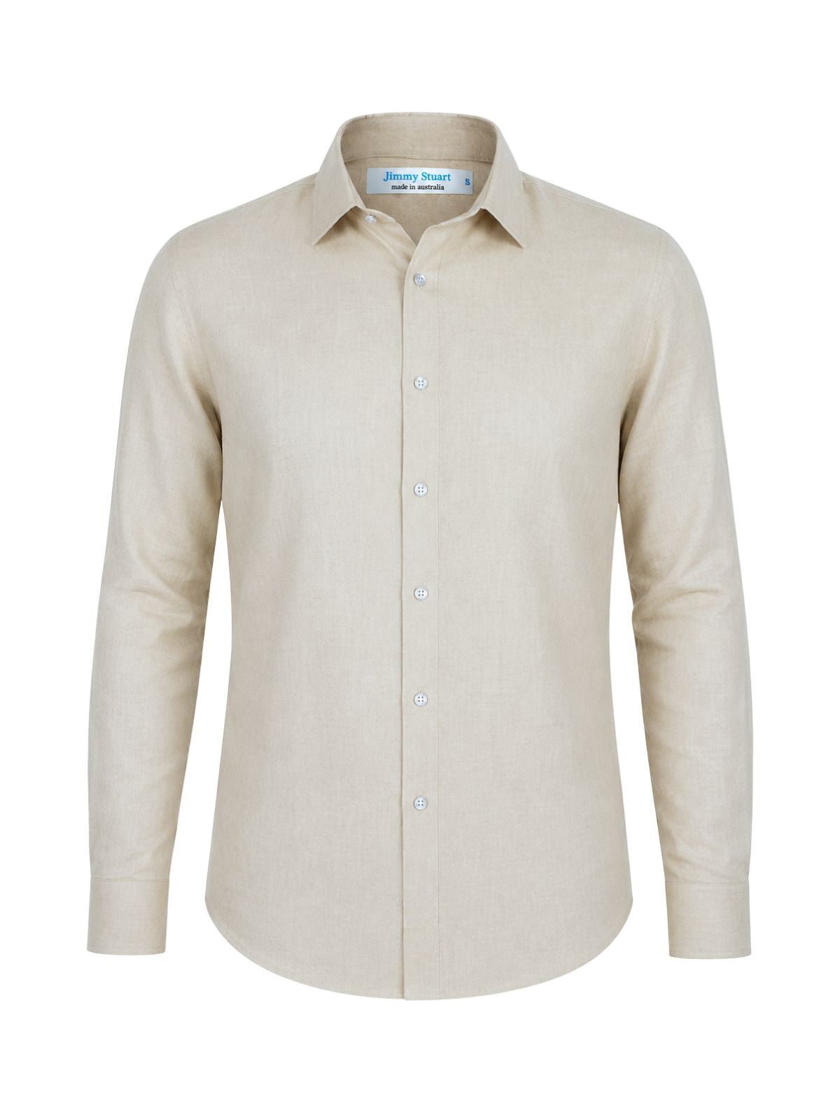 Byron Bay Latte Linen L/S Shirt - Beige