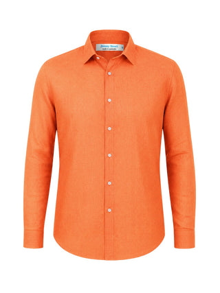 Byron Bay Linen L/S Shirt - Orange
