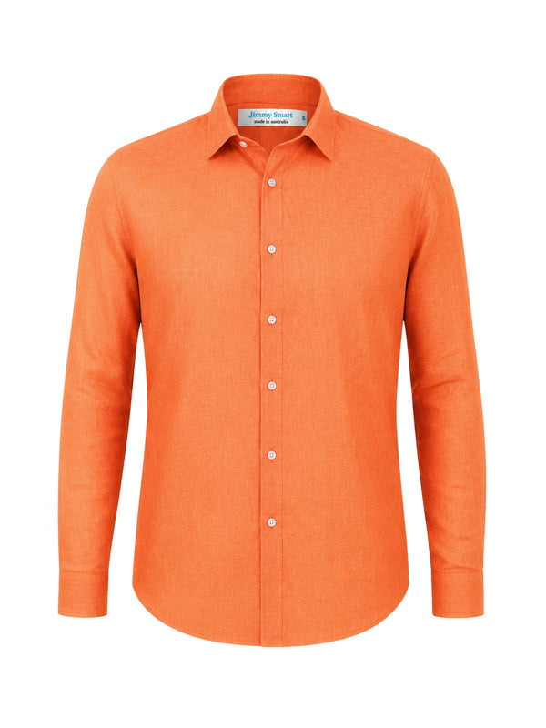 Byron Bay Linen L/S Shirt - Orange