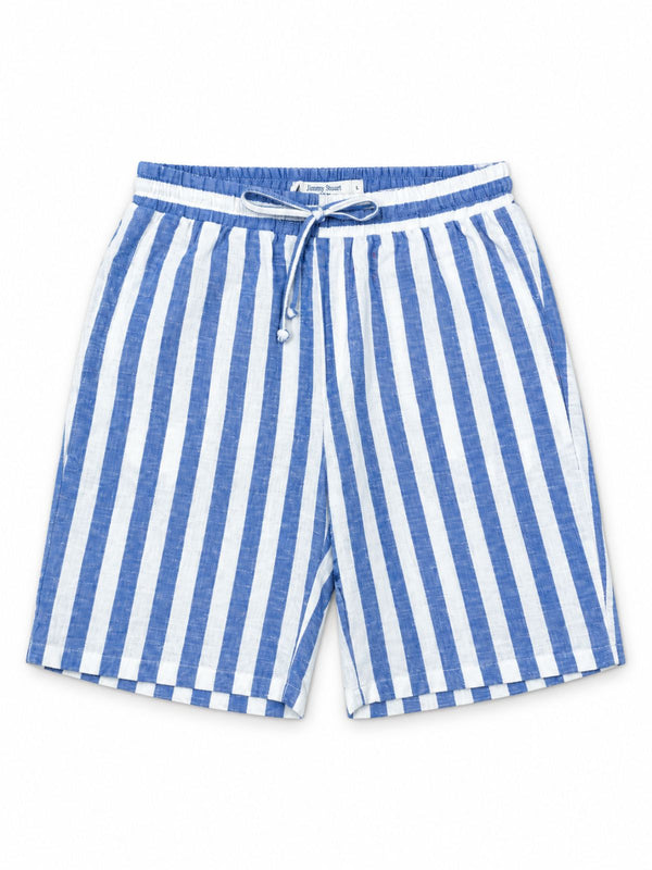 Cannes Stripe Linen Short - Blue/White