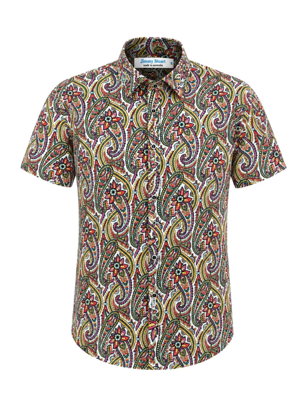 Cathedral Paisley Cotton S/S Big Mens Shirt - Multi