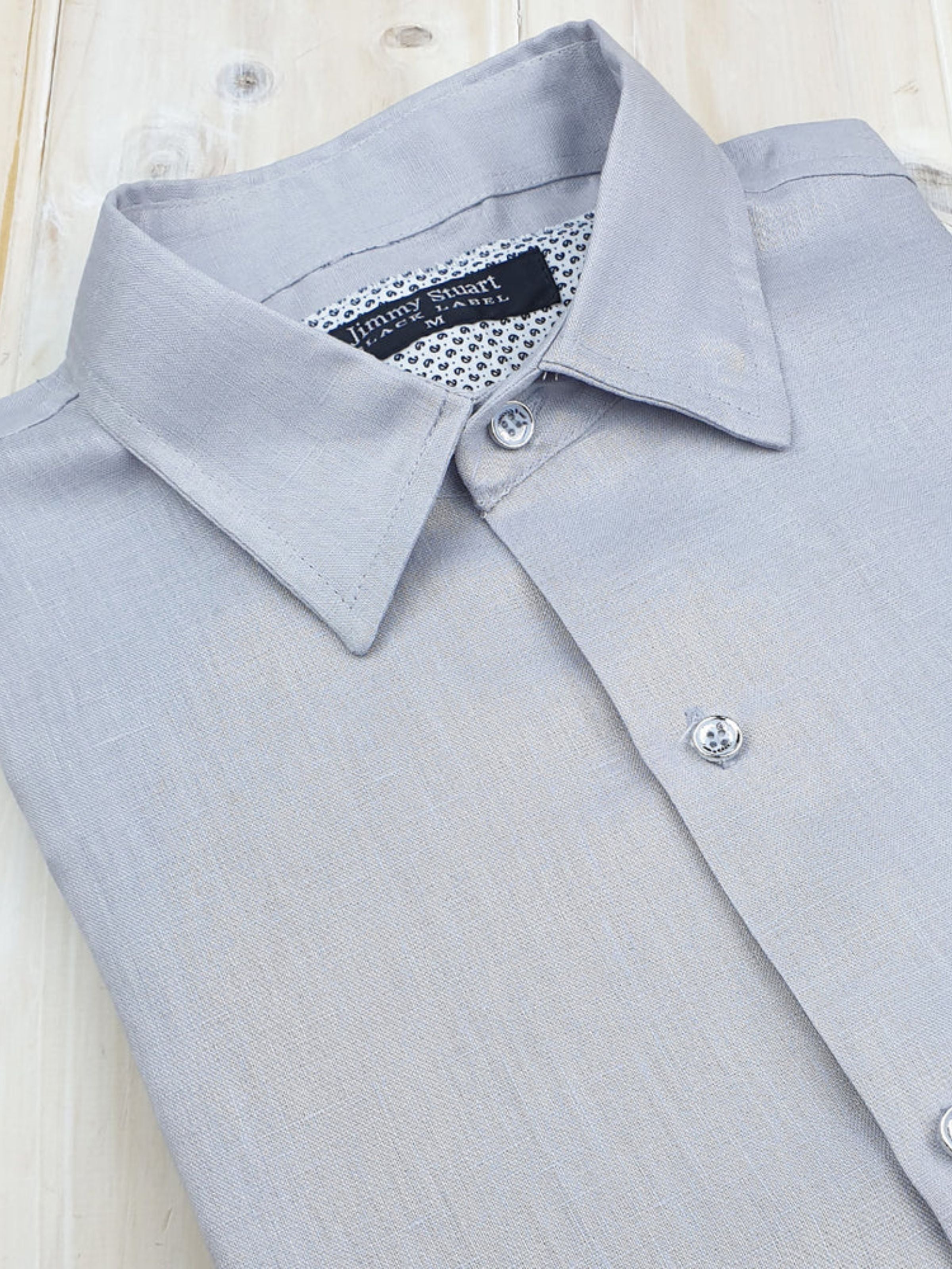 Byron Bay Cement Linen L/S Shirt - Grey