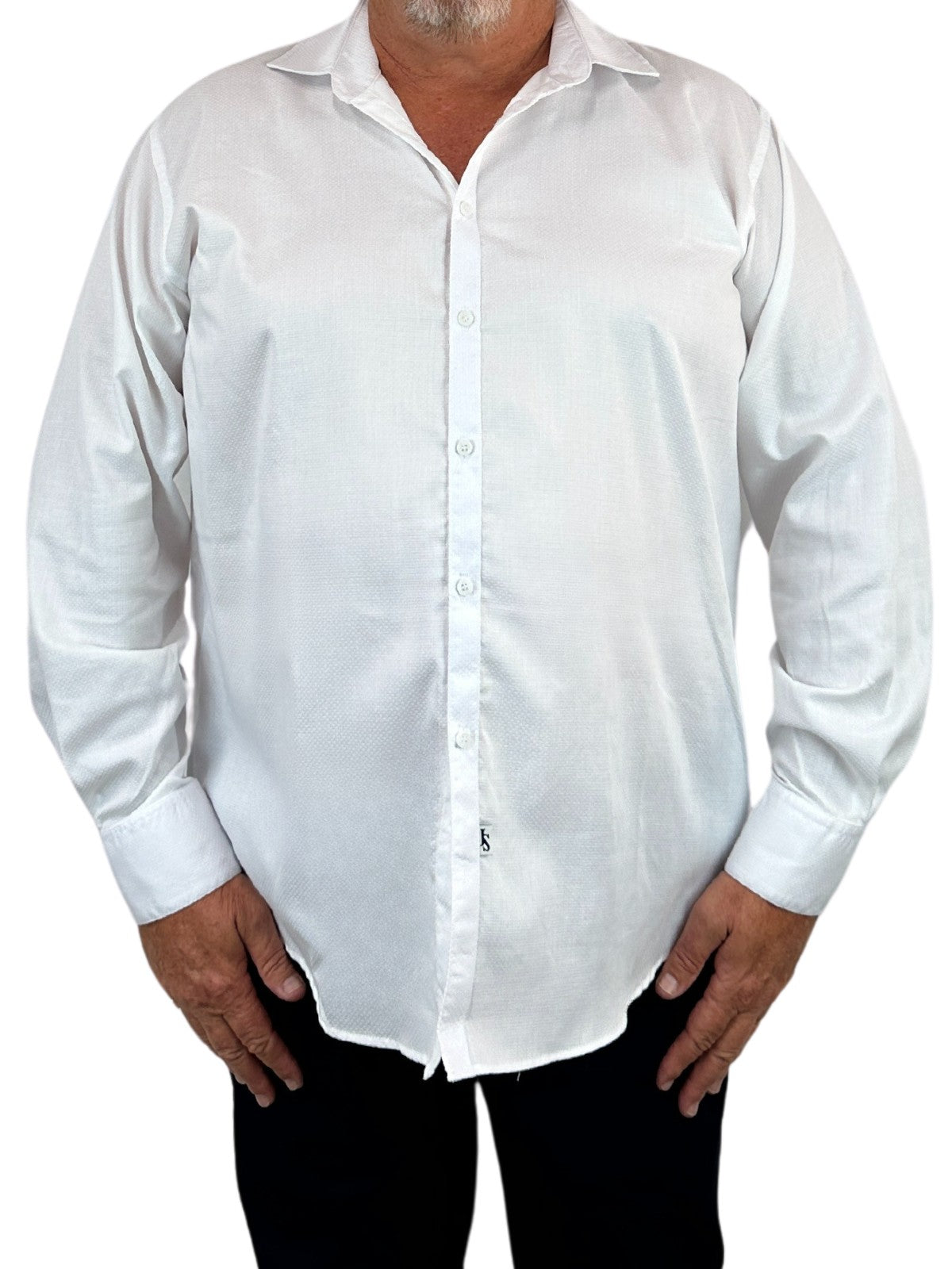 Chalk Cotton L/S Big Mens Shirt – White