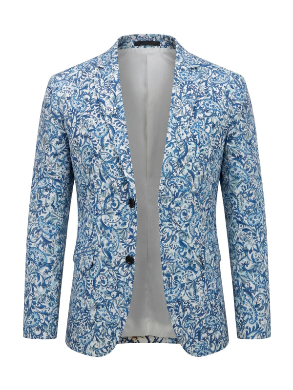 Charisma Abstract Cotton Jacket - Blue