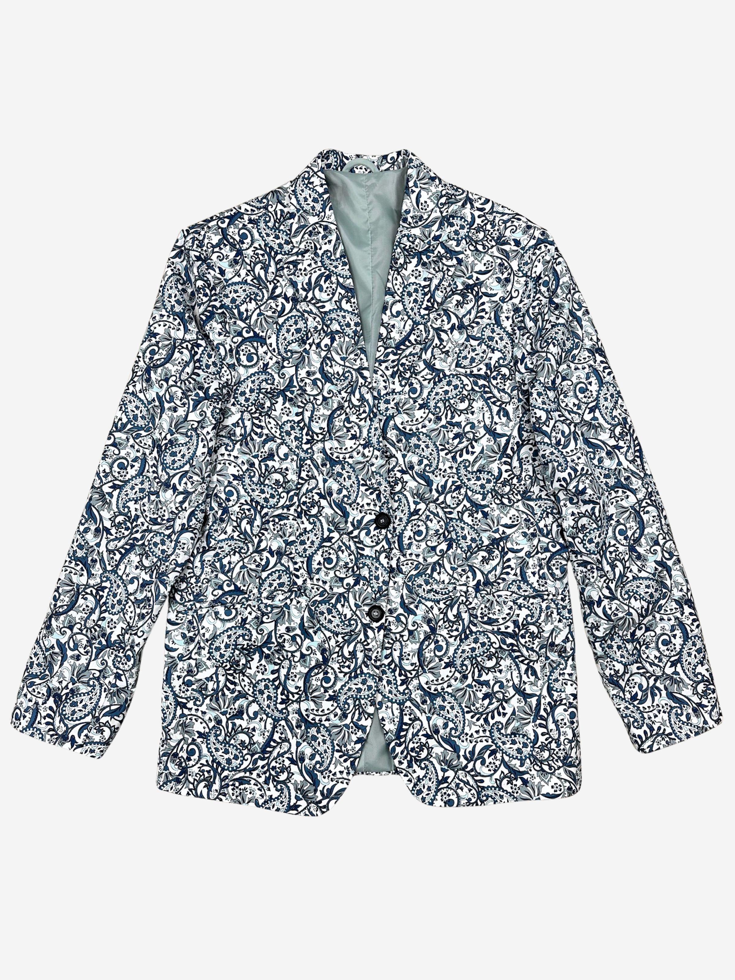 Charisma Abstract Cotton Jacket - Blue