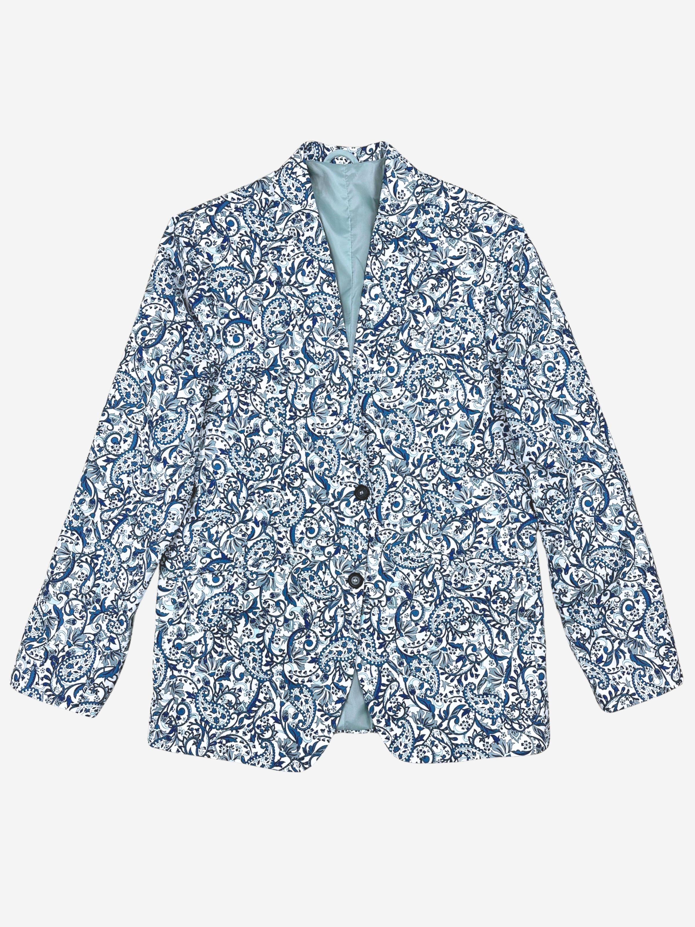 Charisma Abstract Cotton Jacket - Blue