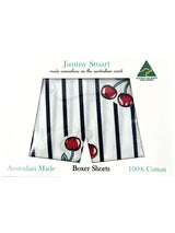Cherry Stripe Cotton Boxer Short - White/Red