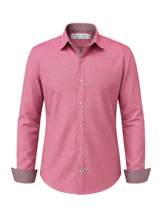 Cherry Geometric Cotton L/S Shirt - Red