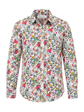 Choir Floral Cotton L/S Shirt - White/Pink