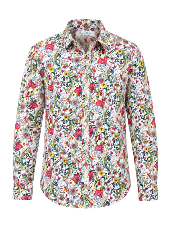 Choir Floral Cotton L/S Shirt - White/Pink