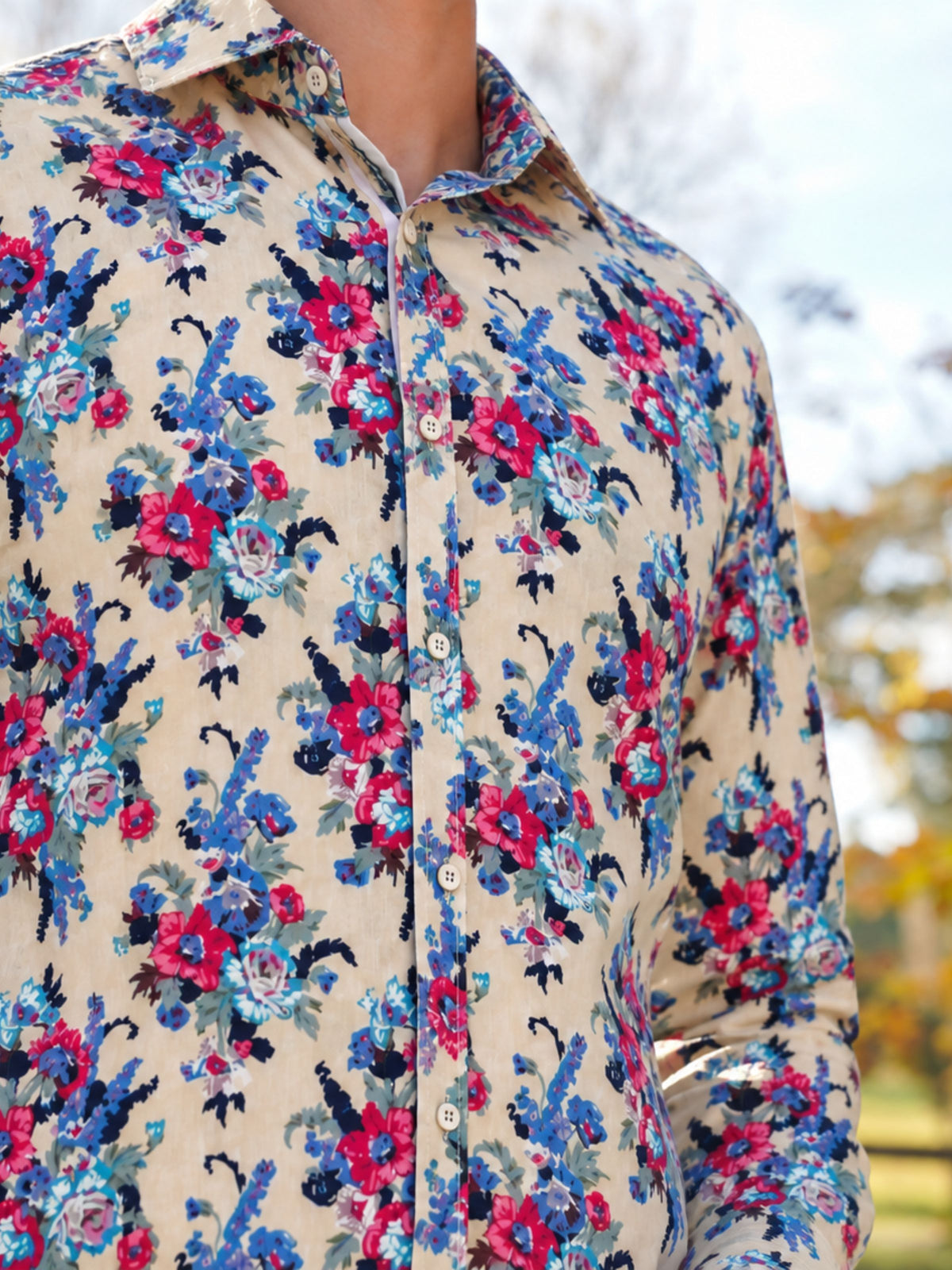 Maddie Floral Cotton L/S Shirt - Peach