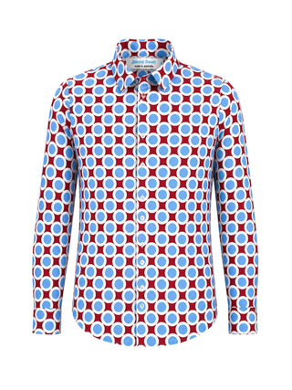 Circus Geometric Cotton L/S Big Mens Shirt - Red